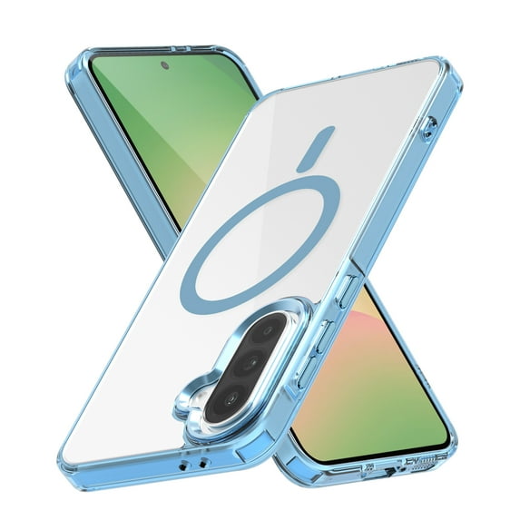 ELEHOLD Clear Magnetic Phone Case for Samsung Galaxy A56 5G, Compatible with Wireless Charging Slim Translucent Matte Back Shockproof Anti-Fingerprint Cover for Samsung Galaxy A56 5G,Blue