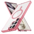 thumbnail image 1 of ELEHOLD Clear Magnetic Phone Case for Samsung Galaxy S25 Ultra, Compatible with Wireless Charging Slim Translucent Matte Back Shockproof Anti-Fingerprint Cover for Samsung Galaxy S25 Ultra,Pink, 1 of 7