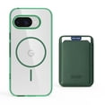 thumbnail image 1 of ELEHOLD Clear Magnetic Wallet Case For Google Pixel 9A , Mag Safe Compatible Transparent Hard PC + TPU Back Shockproof Protection Case Cover with Magnetic Card Holder ,Green, 1 of 7