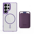 thumbnail image 1 of ELEHOLD Clear Magnetic Wallet Case For Samsung Galaxy S24 FE , Mag Safe Compatible Transparent Hard PC + TPU Back Shockproof Protection Case Cover with Magnetic Card Holder ,Purple, 1 of 8