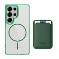 thumbnail image 1 of ELEHOLD Clear Magnetic Wallet Case For Samsung Galaxy S24 Ultra , Mag Safe Compatible Transparent Hard PC + TPU Back Shockproof Protection Case Cover with Magnetic Card Holder ,Green, 1 of 8