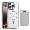 thumbnail image 1 of ELEHOLD Clear Magnetic Wallet Case For iPhone 12 Pro / 12 6.1" , Mag Safe Compatible Transparent Hard PC + TPU Back Shockproof Protection Case Cover with Magnetic Card Holder ,Gray, 1 of 6