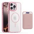 thumbnail image 1 of ELEHOLD Clear Magnetic Wallet Case For iPhone 16 Plus , Mag Safe Compatible Transparent Hard PC + TPU Back Shockproof Protection Case Cover with Magnetic Card Holder ,Pink, 1 of 6