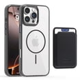 thumbnail image 1 of ELEHOLD Clear Magnetic Wallet Case For iPhone 16 Plus , Mag Safe Compatible Transparent Hard PC + TPU Back Shockproof Protection Case Cover with Magnetic Card Holder ,Black, 1 of 7