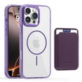 thumbnail image 1 of ELEHOLD Clear Magnetic Wallet Case For iPhone 16 Pro , Mag Safe Compatible Transparent Hard PC + TPU Back Shockproof Protection Case Cover with Magnetic Card Holder ,Purple, 1 of 7