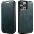 thumbnail image 1 of ELEHOLD Compatible with Mag Safe Case for iPhone 15, Slim Magnetic Flip Folio PU Leather Stand with Wallet Card Slot Shockproof Rugged Protective Phonen Case Cover, blue, 1 of 7