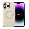 thumbnail image 1 of ELEHOLD Compatible with MagSafe Case for iPhone 14 Plus, Rugged Shockproof Luxury PU Leather Slim Logo View Classic Non-Slip Lightweight Protective Cover Case, beige, 1 of 8