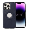 thumbnail image 1 of ELEHOLD Compatible with MagSafe Case for iPhone 14, Rugged Shockproof Luxury PU Leather Slim Logo View Classic Non-Slip Lightweight Protective Cover Case, darkblue, 1 of 8