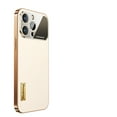 thumbnail image 1 of ELEHOLD Compatible with iPhone 13 Pro Premium Genuine Leather Plating Case,Shockproof Matte Slim Dustproof Case Non-Slip Big Window Glass Case Cover With Lens Protector,White, 1 of 7