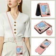 thumbnail image 1 of ELEHOLD Crossbody Case for Samsung Galaxy Z Flip 5, Premium PU Leather Wallet Case with Card Slots Shoulder Strap for Women Men Shockproof Case Cover for Samsung Z Flip 5,Pink, 1 of 10