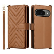 ELEHOLD Crossbody Case for Google Pixel 10 /10 Pro, Detachable Leather Flip Wallet Phone Case with Card Slots and Kickstand,Brown