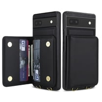 ELEHOLD Crossbody Case for Google Pixel 6a, RFID Leather Flip Wallet Case with Card Holder and Kickstand,Black