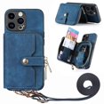 thumbnail image 1 of ELEHOLD Crossbody Case for iPhone 15 Plus,Premium PU Leather Back Card Slot Zipper Wallet Shockproof Anti-Drop Protective 6.7" Case Cover with Shoulder Strap for Women Girls for iPhone 15 Plus,Blue, 1 of 10