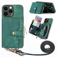 thumbnail image 1 of ELEHOLD Crossbody Case for iPhone 15 Pro,Premium PU Leather Back Card Slot Zipper Wallet Shockproof Anti-Drop Protective 6.1 Inch Case Cover with Shoulder Strap for Women Girls for iPhone 15 Pro,Green, 1 of 10