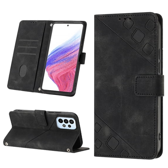 ELEHOLD Crossbody Leather Wallet Case for Samsung Galaxy A53 5G Practical Card Holders Stand Function Detachable Shoulder Strap Shockproof Women Girls Purse Case -Black