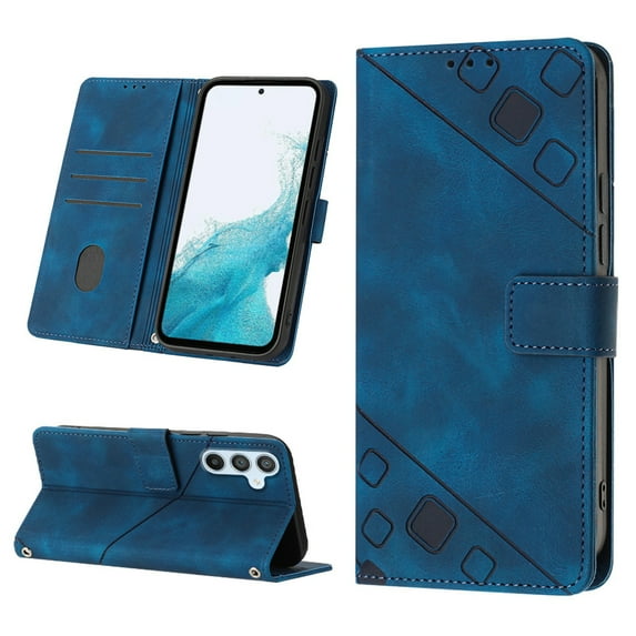 ELEHOLD Crossbody Leather Wallet Case for Samsung Galaxy A54 5G Practical Card Holders Stand Function Detachable Shoulder Strap Shockproof Women Girls Purse Case - Blue