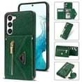 thumbnail image 1 of ELEHOLD Crossbody Leather Wallet Case for Samsung Galaxy S23 FE Credit Card Slots Zipper Pocket Kickstand Function Shockproof Purse Case with Adjustable Shoulder Strap for Samsung S23 FE,Green, 1 of 9