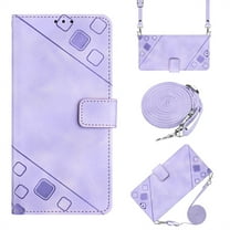 ELEHOLD Crossbody Leather Wallet Case for Samsung Galaxy S23 Practical Card Holders Stand Function Detachable Shoulder Strap Shockproof Purse Case Women Girls for Samsung S23  6.1" -Purple