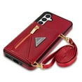 thumbnail image 1 of ELEHOLD Crossbody Leather Wallet Case for Samsung Galaxy S24 Credit Card Slots Zipper Pocket Kickstand Function Shockproof Purse Case with Adjustable Shoulder Strap for Samsung S24,Red, 1 of 7