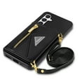 thumbnail image 1 of ELEHOLD Crossbody Leather Wallet Case for Samsung Galaxy S24 Credit Card Slots Zipper Pocket Kickstand Function Shockproof Purse Case with Adjustable Shoulder Strap for Samsung S24,Black, 1 of 7