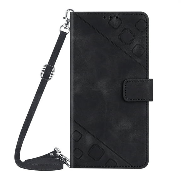 ELEHOLD Crossbody Leather Wallet Case for iPhone 14 Pro Practical Card Holders Stand Function Detachable Shoulder Strap Shockproof Purse Case Women Girls for iPhone 14 Pro  6.1" -Black