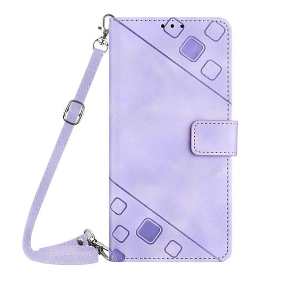 ELEHOLD Crossbody Leather Wallet Case for iPhone 14 Pro Practical Card Holders Stand Function Detachable Shoulder Strap Shockproof Purse Case Women Girls for iPhone 14 Pro 6.1" -Purple