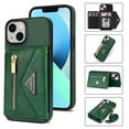 thumbnail image 1 of ELEHOLD Crossbody Leather Wallet Case for iPhone 15 Plus 6.7" Credit Card Slots Zipper Pocket Kickstand Function Shockproof Purse Case with Adjustable Shoulder Strap for iPhone 15 Plus,Green, 1 of 8