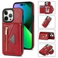 thumbnail image 1 of ELEHOLD Crossbody Leather Wallet Case for iPhone 15 Pro 6.1" Credit Card Slots Zipper Pocket Kickstand Function Shockproof Purse Case with Adjustable Shoulder Strap for iPhone 15 Pro,Red, 1 of 7