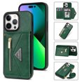 thumbnail image 1 of ELEHOLD Crossbody Leather Wallet Case for iPhone 15 Pro 6.1" Credit Card Slots Zipper Pocket Kickstand Function Shockproof Purse Case with Adjustable Shoulder Strap for iPhone 15 Pro,Green, 1 of 8