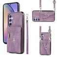 thumbnail image 1 of ELEHOLD Crossbody Wallet Case For Samsung Galaxy A13 5G,with RFID Card Slots Zipper Pocket Kickstand Function Shockproof Purse Case with Detachable Shoulder Strap,Purple, 1 of 7