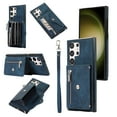 thumbnail image 1 of ELEHOLD Crossbody Wallet Case For Samsung Galaxy Note 20,with RFID Card Slots Zipper Pocket Kickstand Function Shockproof Purse Case with Detachable Shoulder Strap,Blue, 1 of 7