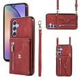 thumbnail image 1 of ELEHOLD Crossbody Wallet Case For Samsung Galaxy A24 4G,with RFID Card Slots Zipper Pocket Kickstand Function Shockproof Purse Case with Detachable Shoulder Strap,Red, 1 of 7