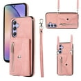 thumbnail image 1 of ELEHOLD Crossbody Wallet Case For Samsung Galaxy A34 5G,with RFID Card Slots Zipper Pocket Kickstand Function Shockproof Purse Case with Detachable Shoulder Strap,Rosegold, 1 of 7