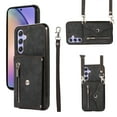 thumbnail image 1 of ELEHOLD Crossbody Wallet Case For Samsung Galaxy A71 5G,with RFID Card Slots Zipper Pocket Kickstand Function Shockproof Purse Case with Detachable Shoulder Strap,Black, 1 of 1