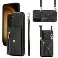 thumbnail image 1 of ELEHOLD Crossbody Wallet Case For Samsung Galaxy S22 Plus,with RFID Card Slots Zipper Pocket Kickstand Function Shockproof Purse Case with Detachable Shoulder Strap,Black, 1 of 7