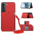 thumbnail image 1 of ELEHOLD Crossbody Wallet Case for Samsung Galaxy S24 Plus,Flip Back Card Slots Kickstand PU Leather Shockproof Purse Case with Adjustable Crossbody Shoulder Strap,Red, 1 of 7