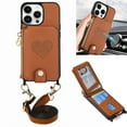 thumbnail image 1 of ELEHOLD Crossbody Wallet Case for iPhone 11 Pro with Card Holder, Zipper Card Slot Shockproof Purse Cover with Removable Lanyard 5.8 Inch,Brown, 1 of 8