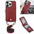 thumbnail image 1 of ELEHOLD Crossbody Wallet Case for iPhone 13 Pro Max with Card Holder, Zipper Card Slot Shockproof Purse Cover with Removable Lanyard 6.7 Inch,Red, 1 of 8
