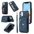 thumbnail image 1 of ELEHOLD Crossbody Wallet Case for iPhone 11 6.1" with RFID Card Slots Zipper Pocket Kickstand Function Shockproof Purse Case with Detachable Shoulder Strap for iPhone 11,Blue, 1 of 8