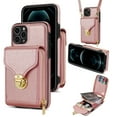 thumbnail image 1 of ELEHOLD Crossbody Wallet Case for iPhone 11 Pro Max 6.5",Premium Leather Case with Card Holders Zipper Pocket Metal Snap Stand Function Detachable Shoulder Strap Luxury Case for Women,Rosegold, 1 of 12
