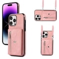 thumbnail image 1 of ELEHOLD Crossbody Wallet Case For iPhone 12 Pro / 12 6.1",with RFID Card Slots Zipper Pocket Kickstand Function Shockproof Purse Case with Detachable Shoulder Strap,Rosegold, 1 of 7
