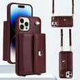 thumbnail image 1 of ELEHOLD Crossbody Wallet Case for iPhone 14 PU Leather Double Buttons Shockproof Flip Cover with Detachable Shoulder Strap Card Slots Kickstand,Winered, 1 of 8
