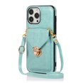 thumbnail image 1 of ELEHOLD Crossbody Wallet Case for iPhone 15 Pro,Back Credit Card Holder Metal Snap Luxury Purse Case with Shoulder Strap for Women Girls for iPhone 15 Pro 6.1 Inch,Green, 1 of 8