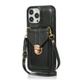 thumbnail image 1 of ELEHOLD Crossbody Wallet Case for iPhone 15 Pro,Back Credit Card Holder Metal Snap Luxury Purse Case with Shoulder Strap for Women Girls for iPhone 15 Pro 6.1 Inch,Black, 1 of 8