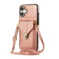 thumbnail image 1 of ELEHOLD Crossbody Wallet Case for iPhone 16,Back Credit Card Holder Metal Snap Luxury Purse Case with Shoulder Strap for Women Girls for iPhone 16,Rosegold, 1 of 8