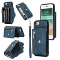 thumbnail image 1 of ELEHOLD Crossbody Wallet Case For iPhone 8 Plus/7 Plus,with RFID Card Slots Zipper Pocket Kickstand Function Shockproof Purse Case with Detachable Shoulder Strap,Blue, 1 of 1