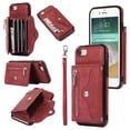 thumbnail image 1 of ELEHOLD Crossbody Wallet Case For iPhone 8 Plus/7 Plus,with RFID Card Slots Zipper Pocket Kickstand Function Shockproof Purse Case with Detachable Shoulder Strap,Red, 1 of 7