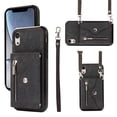 thumbnail image 1 of ELEHOLD Crossbody Wallet Case For iPhone XR,with RFID Card Slots Zipper Pocket Kickstand Function Shockproof Purse Case with Detachable Shoulder Strap,Black, 1 of 7