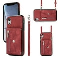 thumbnail image 1 of ELEHOLD Crossbody Wallet Case For iPhone XS/X,with RFID Card Slots Zipper Pocket Kickstand Function Shockproof Purse Case with Detachable Shoulder Strap,Red, 1 of 7
