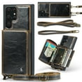 thumbnail image 1 of ELEHOLD Crossbody Wallet Phone Case for Samsung Galaxy S21 Ultra, Zipper Pocket Card Holders Detachable Crossbody Strap Lanyard RFID Blocking Soft Leather Protective Case,Coffee, 1 of 7